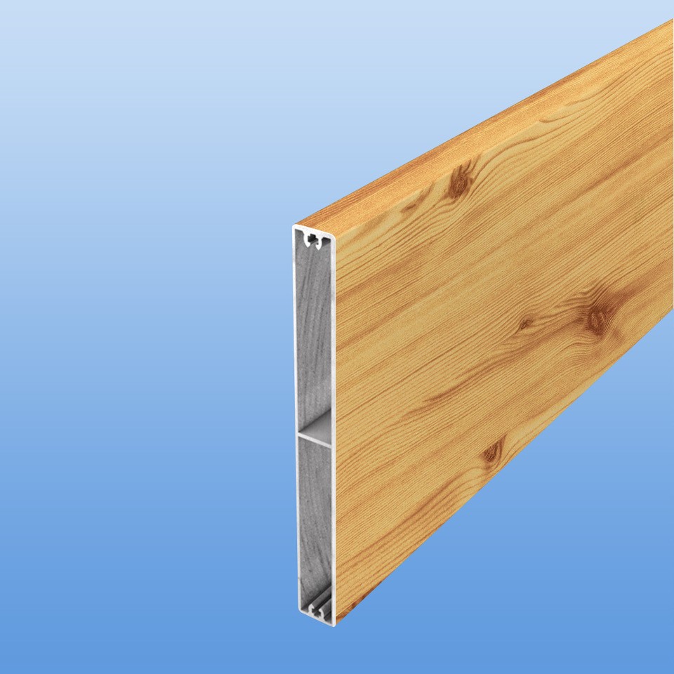 Zaunplanke aus Aluminium 150 mm breit in Holzoptik (Fichte)