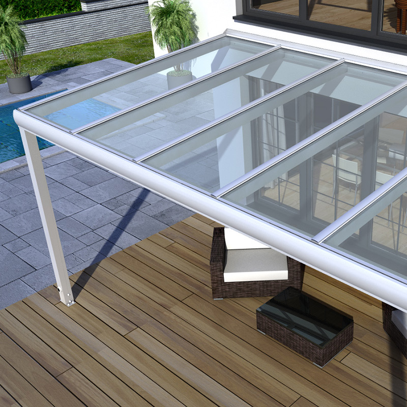 Alu Terrassendach Premium - 4060mm x 2000mm für VSG - Glas vorbereitet