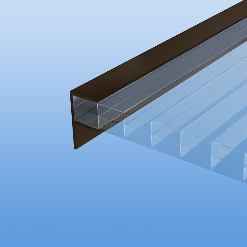 F-Profil für 16 mm Platten in braun RAL 8077