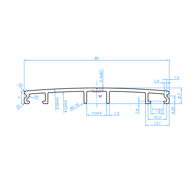 Zeichnung - Verlegesprosse für 10 mm Stegplatten (Verbindungssprosse) - 80mm