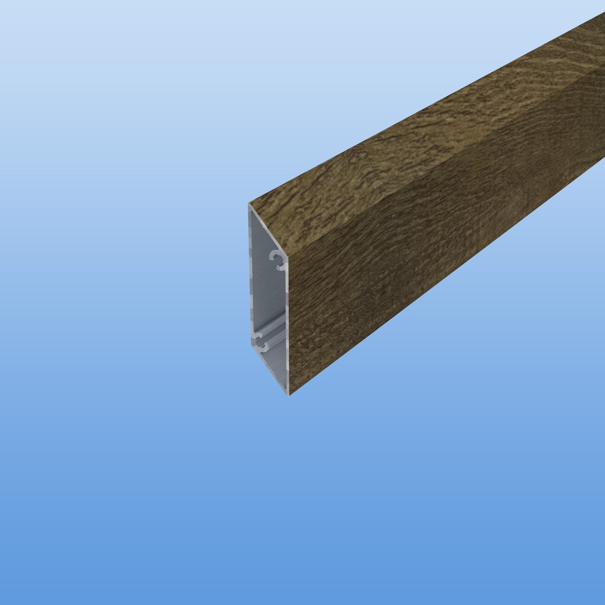 Rhombusprofil aus Aluminium 16mm in Holzoptik - Treibholz - Sichtfläche 53mm