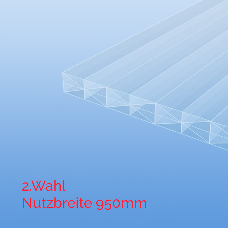 Stegplatten X-Struktur Polycarbonat farblos 16 mm (Nutzbreite 950mm) 2. Wahl