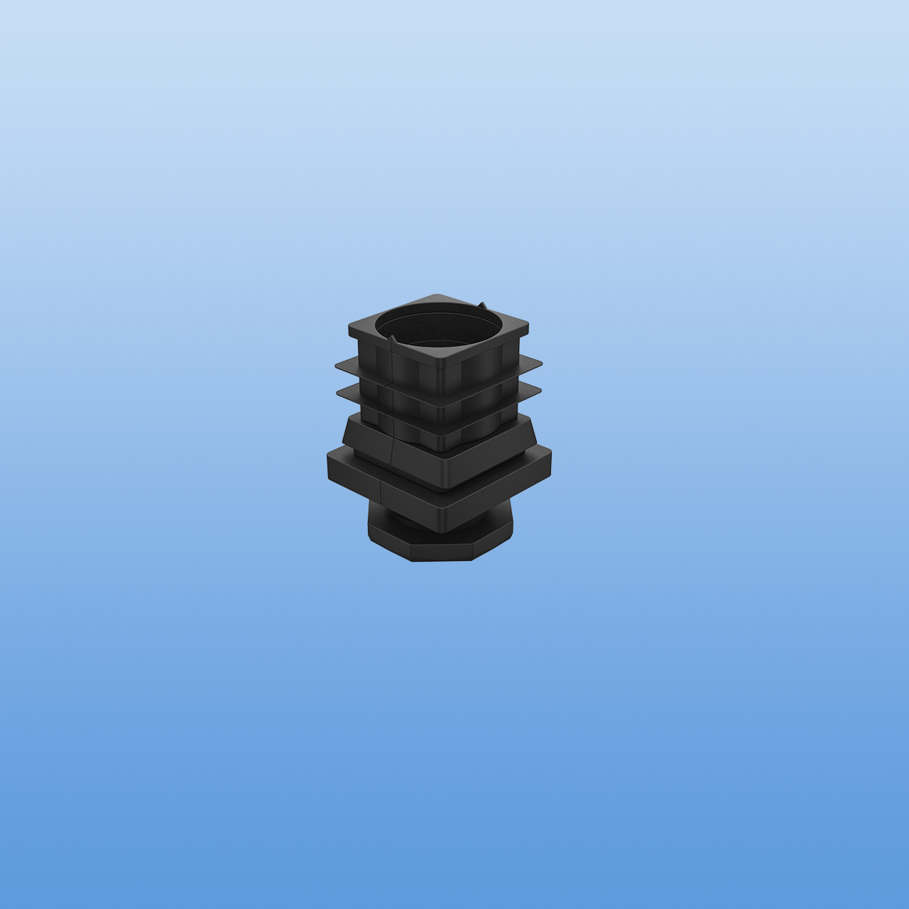 Lamellenstopfen für 20 x 20 x 1,5 mm Vierkantrohr | Verstellfuß mit Stellschraube | Schwarz