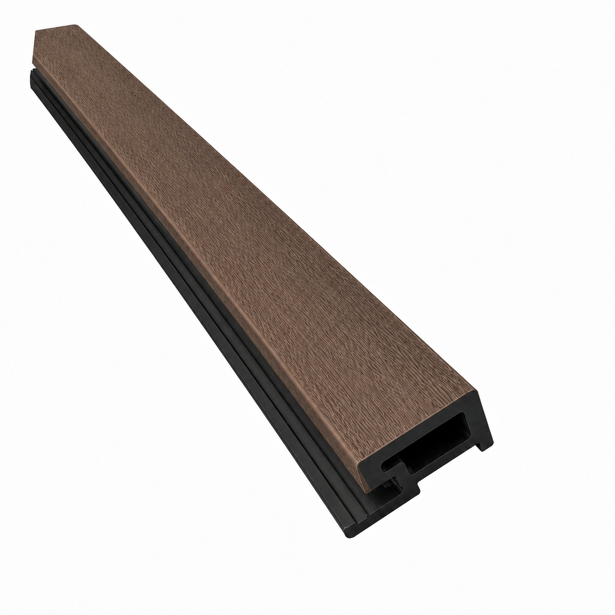 Anfangsleiste für Akustikpaneele Outdoor aus WPC | Holzdekor in Braun | 2350 x 57 x 26 mm