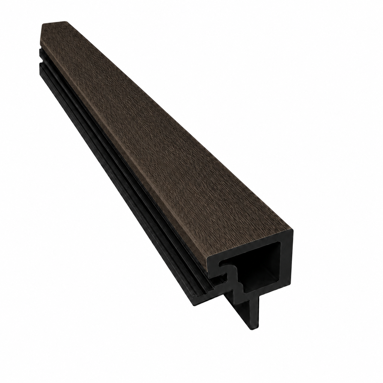 Außenecke für Akustikpaneele Outdoor aus WPC | Holzdekor in Dunkelbraun | 2350 x 57 x 57 mm
