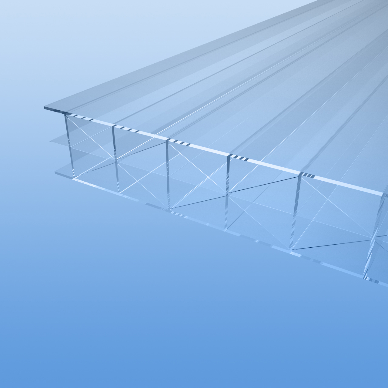 Stegplatten aus Polycarbonat farblos 25 mm - 2. Wahl