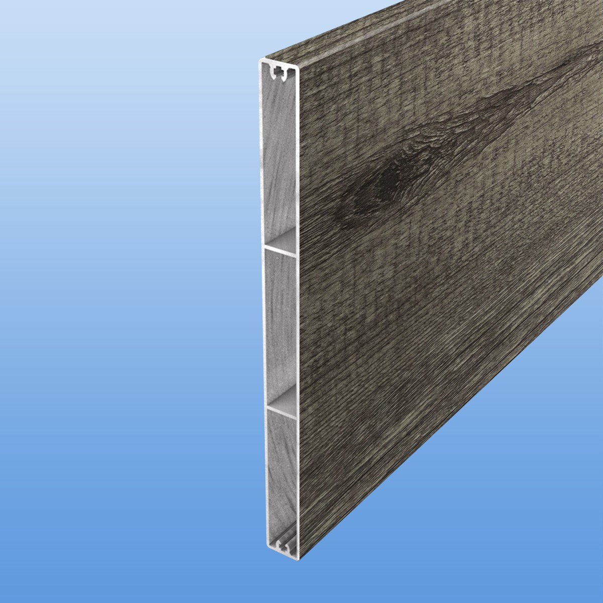 Zaunplanke aus Aluminium 200 mm breit in Holzoptik (Treibholz)