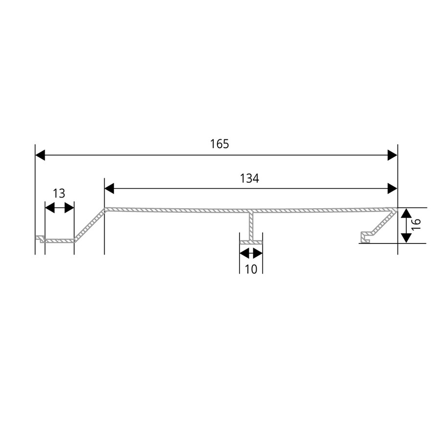 Fassadenprofil aus Aluminium 16mm in Holzoptik - Fichte - Sichtfläche 134mm