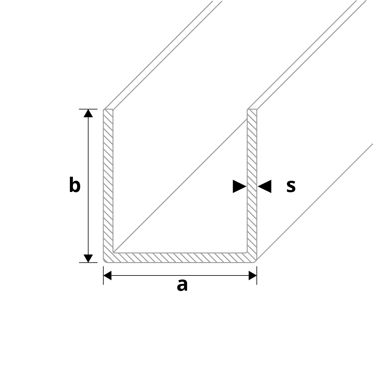 U-Profil aus Aluminium | pressblank | 40 x 106 x 40 x 3 mm