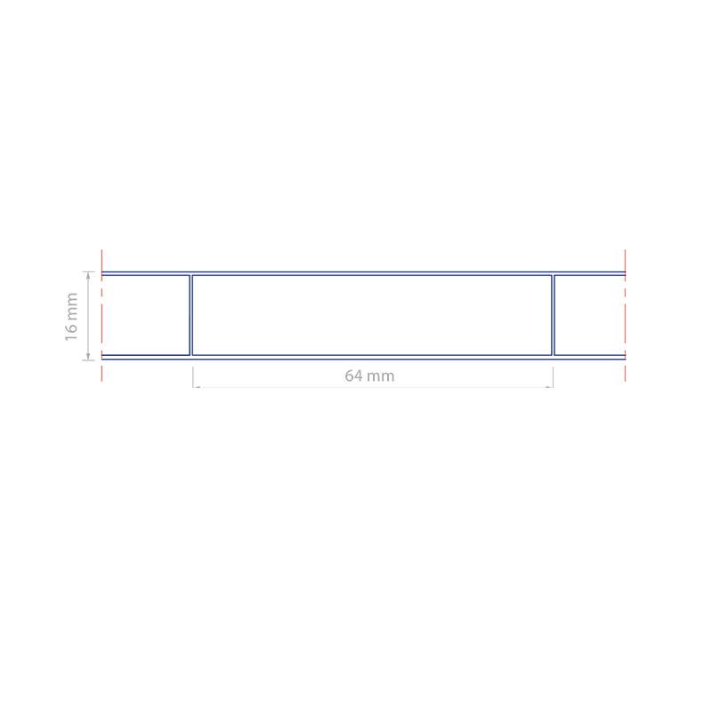 Querschnitt - Stegplatten Plexiglas Resist AAA 16/64 farblos 0RS30 No Drop 