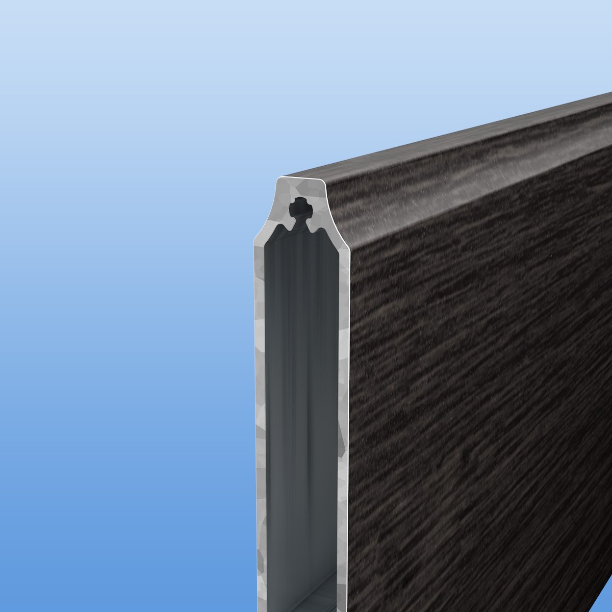 Balkonbretter aus Aluminium 150 mm breit in Holzoptik "Wenge" - konkav