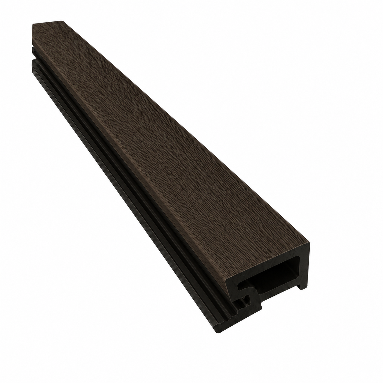 Anfangsleiste für Akustikpaneele Outdoor aus WPC | Holzdekor in Dunkelbraun | 2350 x 57 x 26 mm