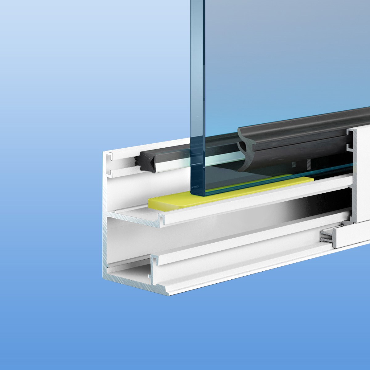 Verglasungsprofil in weiß mit Dichtung für 10mm ESG Glas