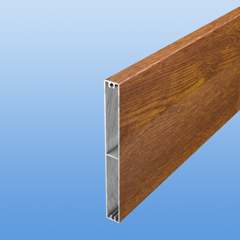 Zaunplanke aus Aluminium 150 mm breit in Holzoptik