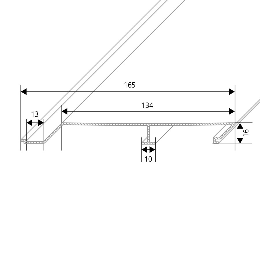 Fassadenprofil aus Aluminium 16mm in Holzoptik - Fichte - Sichtfläche 134mm