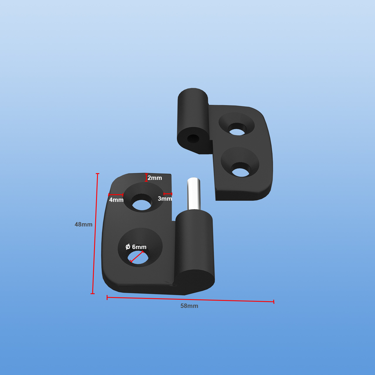 Scharnier für 30 x 30 mm Vierkantrohr | DIN links | Schwarz