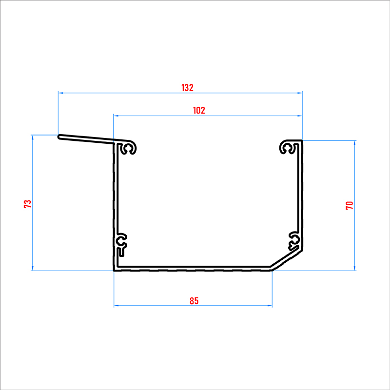 Kastenrinne aus Aluminium in weiß