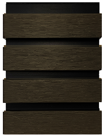 Akustikpaneele Outdoor aus WPC | Holzdekor in Dunkelbraun | 2350 x 219 x 26 mm