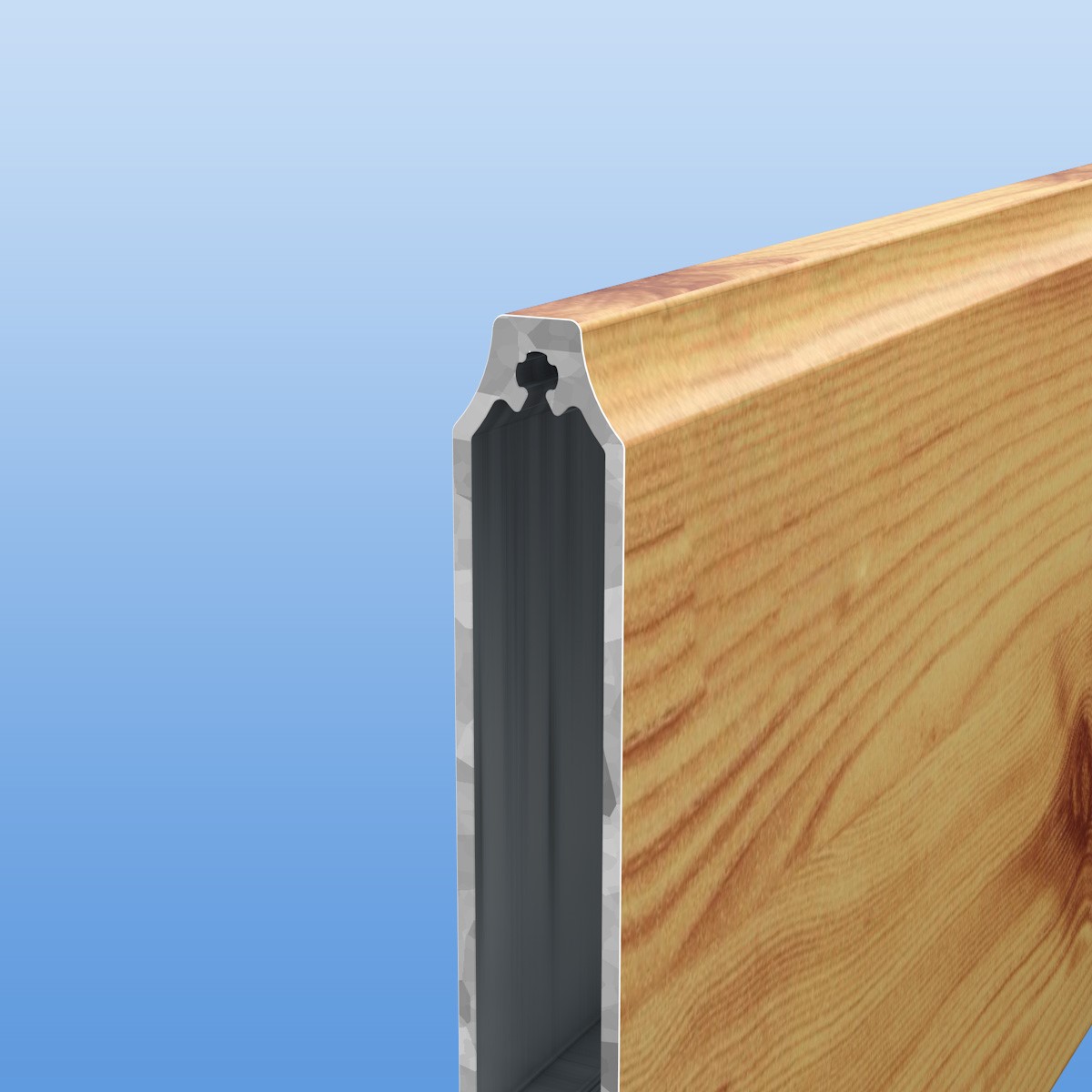 Balkonbretter aus Aluminium 150 mm breit in Holzoptik "Fichte" - konkav
