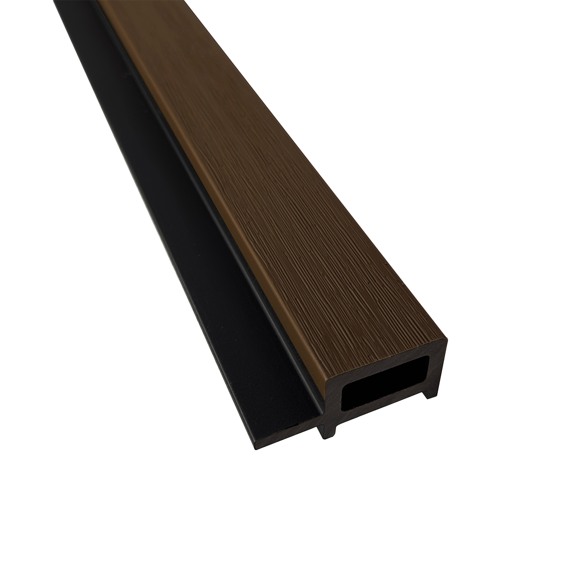 Endleiste für Akustikpaneele Outdoor aus WPC | Holzdekor in Braun | 2350 x 57 x 26 mm