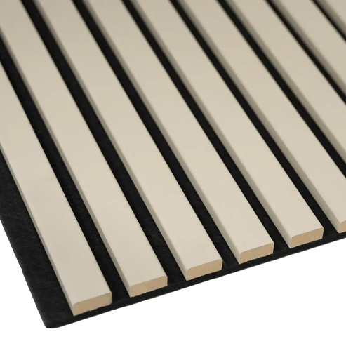 Akustikpaneele - Lamellendekor Mokka mit schwarzem Filz