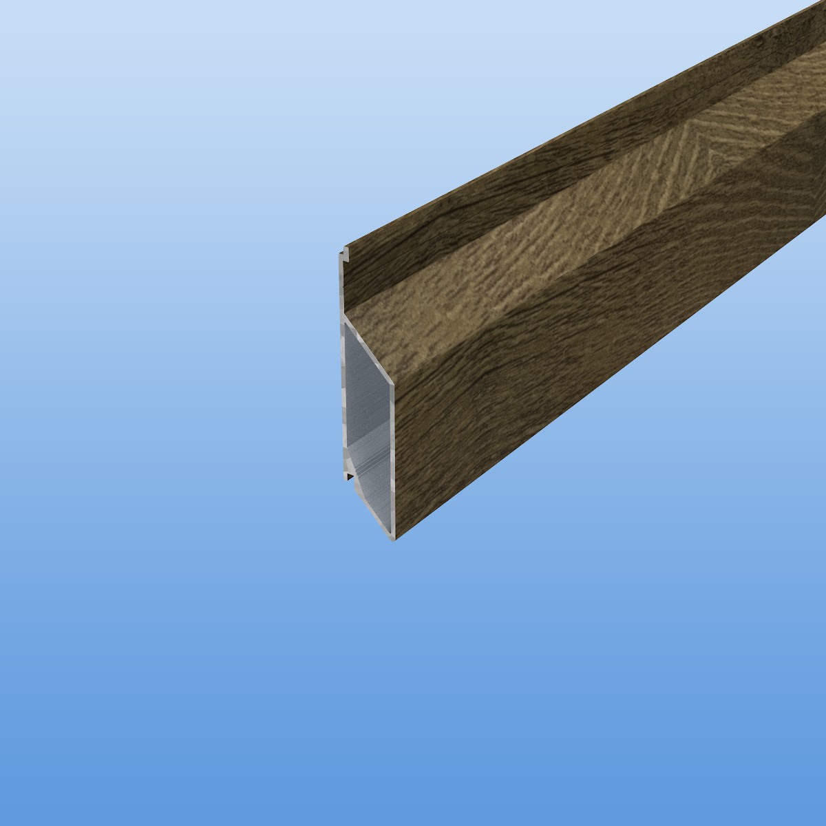 Rhombusprofil aus Aluminium 16mm mit Montagesteg in Holzoptik - Treibholz- Sichtfläche 45mm