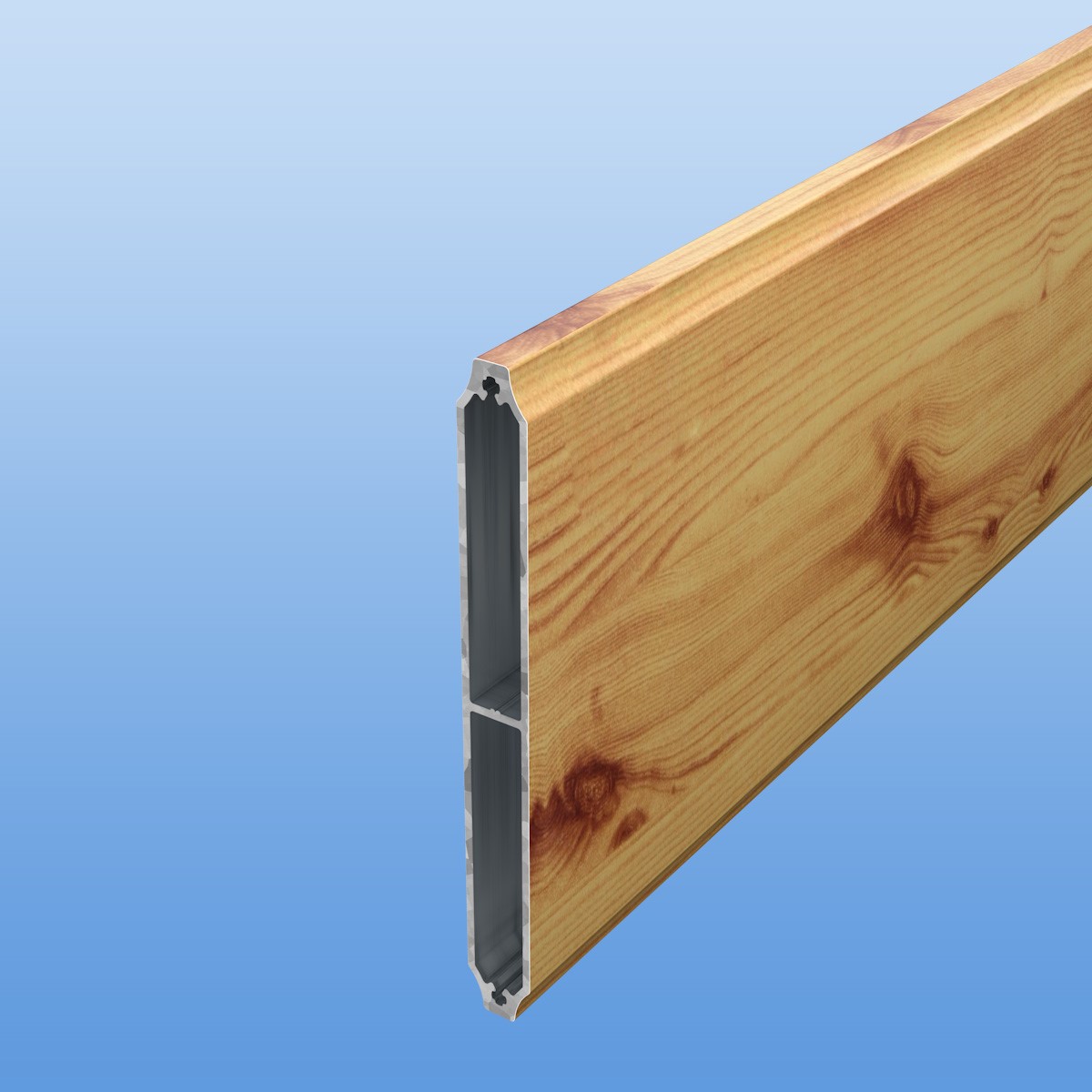 Balkonbretter aus Aluminium 150 mm breit in Holzoptik "Fichte" - konkav