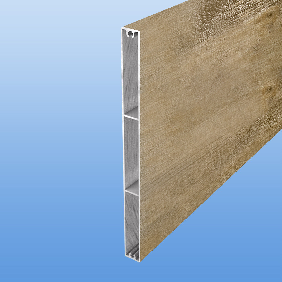 Balkonbretter aus Aluminium 200 mm breit in Holzoptik "Treibholz"