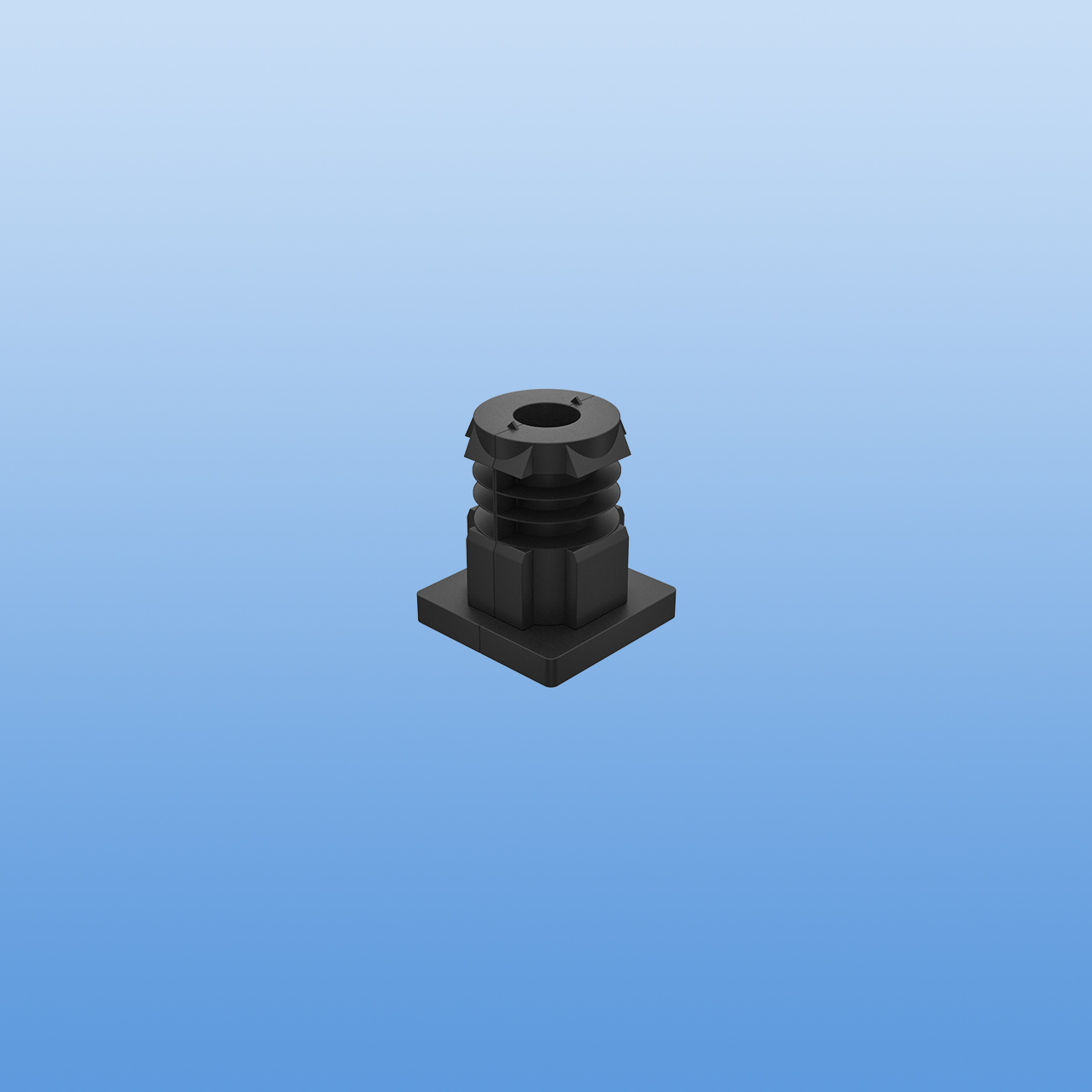 Lamellenstopfen für 20 x 20 x 1,5 mm Vierkantrohr | Gewindestopfen M8 | Schwarz