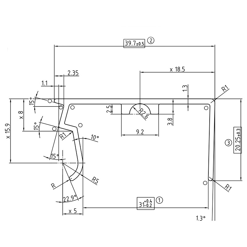 Zeichnung - U - Profil 32 mm mit Tropfkante