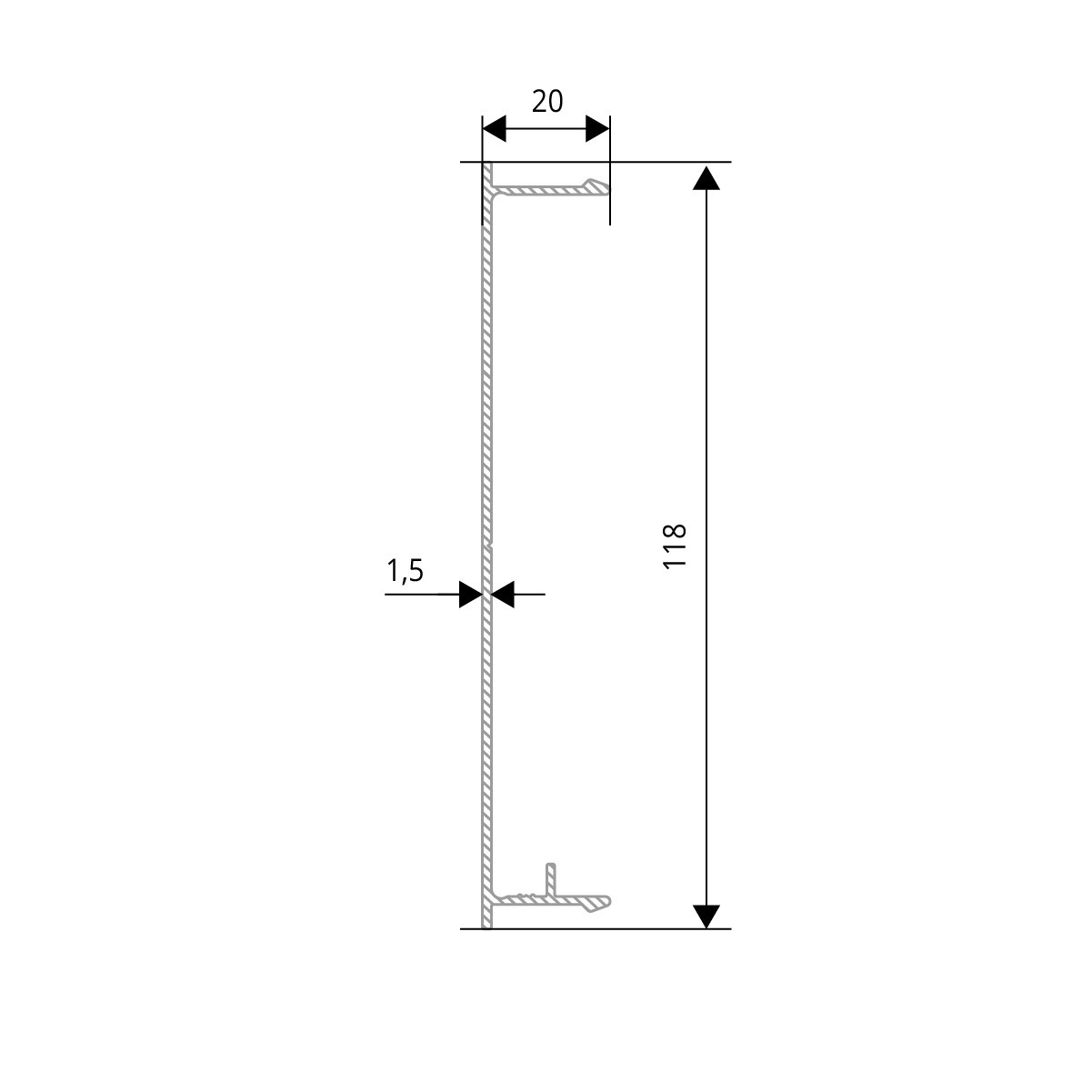 Clip-Profil für Aluminium Terrassendächer - Zeichnungen