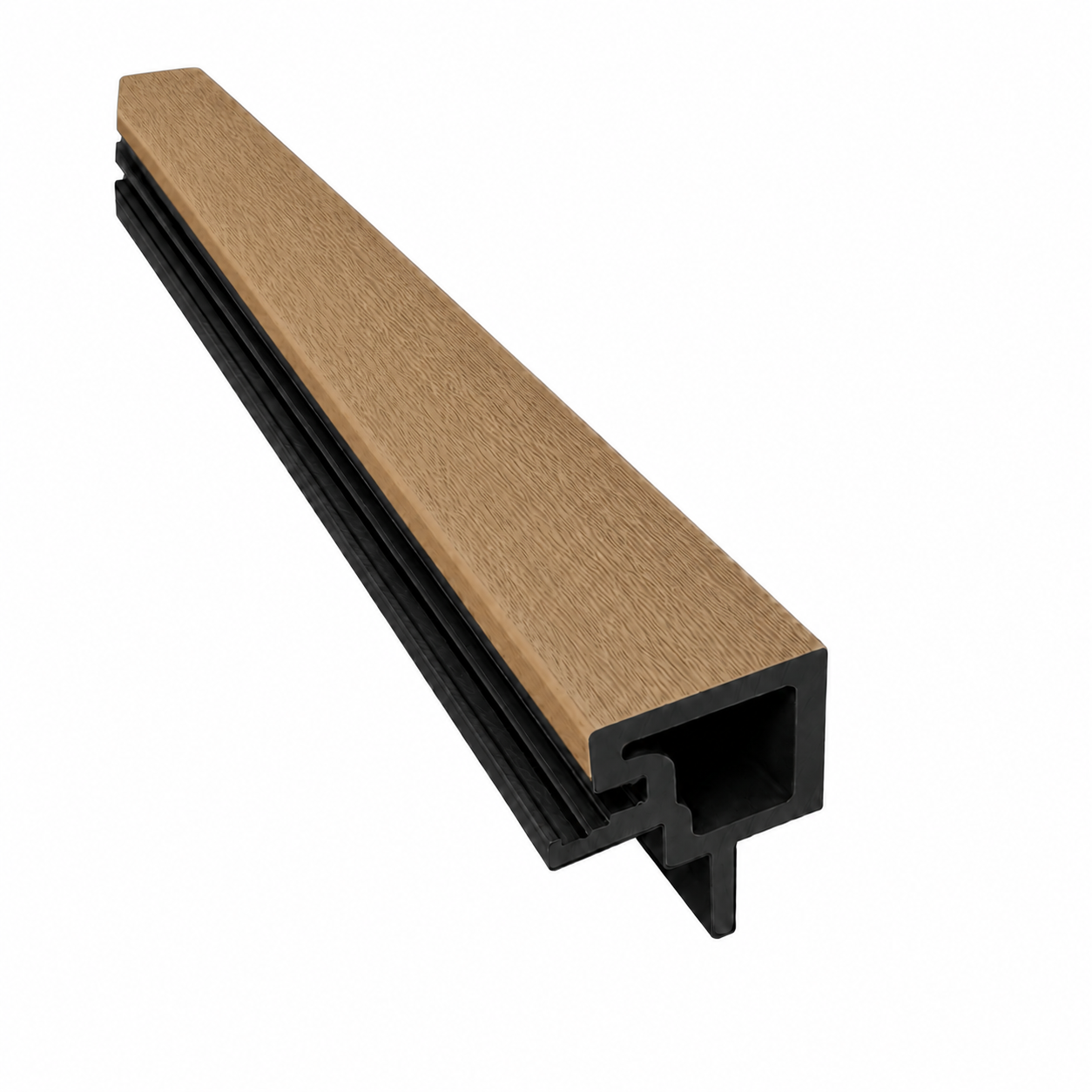 Außenecke für Akustikpaneele Outdoor aus WPC | Holzdekor in Hellbraun | 2350 x 57 x 57 mm