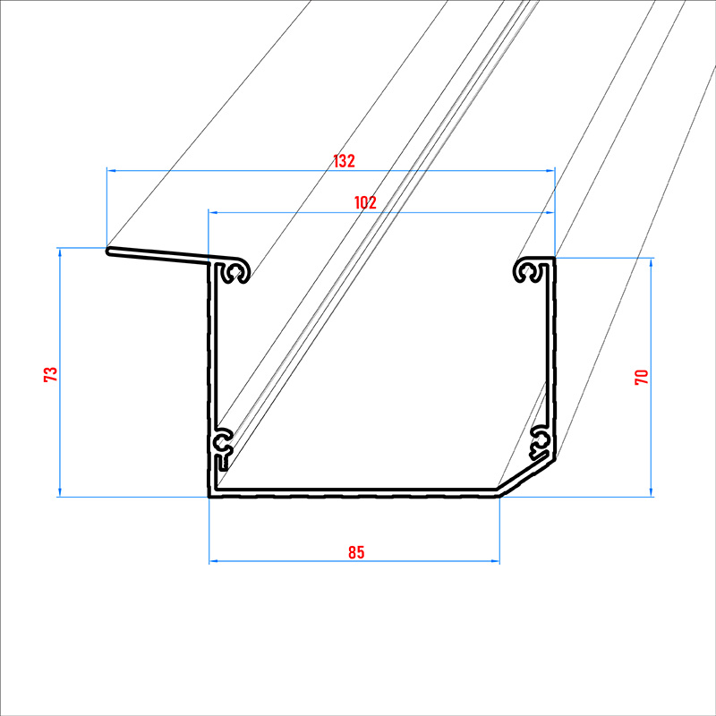 Kastenrinne aus Aluminium in braun