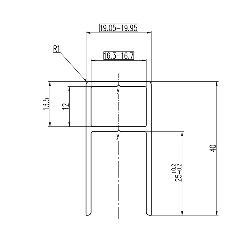 Zeichnung - Rahmenprofil weiß mit Dichtung für 8,76 mm VSG Glas