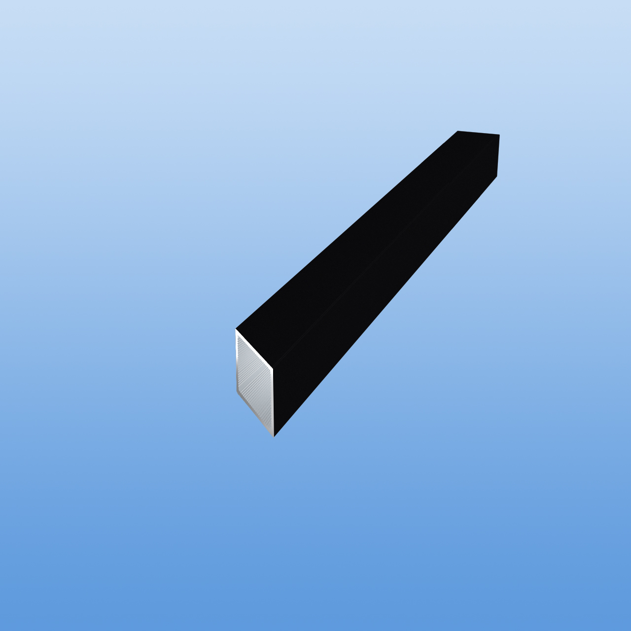 Vierkantrohr für Steckverbinder | Schwarz - RAL 9005 | 13,5 x 13,5 x 1,25 mm | einseitig 45 Grad