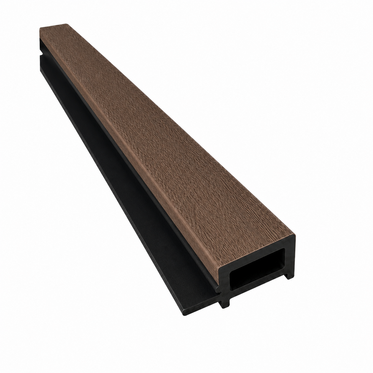 Endleiste für Akustikpaneele Outdoor aus WPC | Holzdekor in Braun | 2350 x 57 x 26 mm