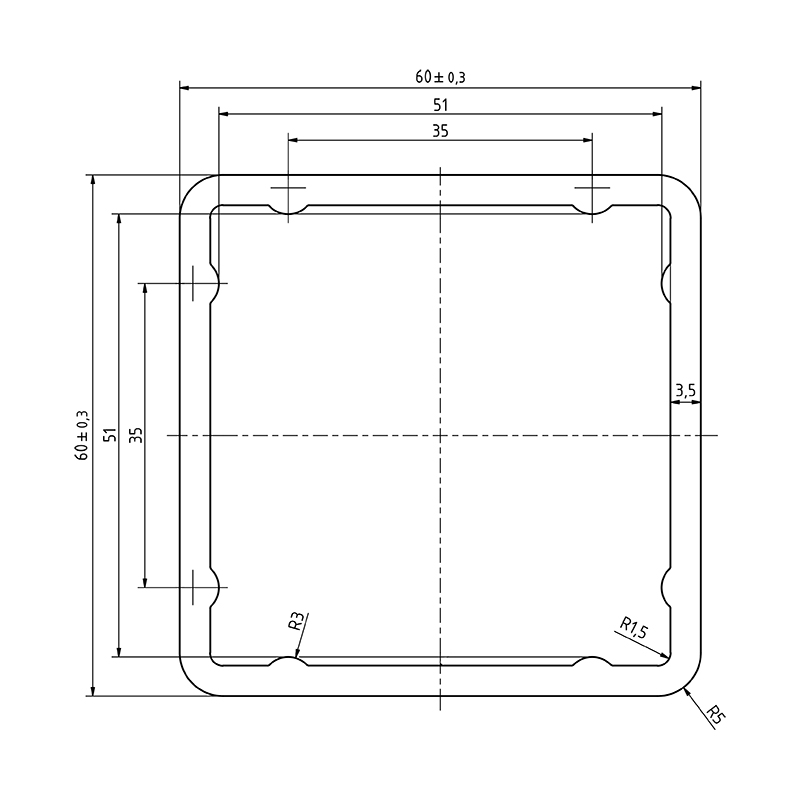 Vierkantrohr aus Aluminium | Weiß RAL 9016 | 60 x 60 x 3,5 mm