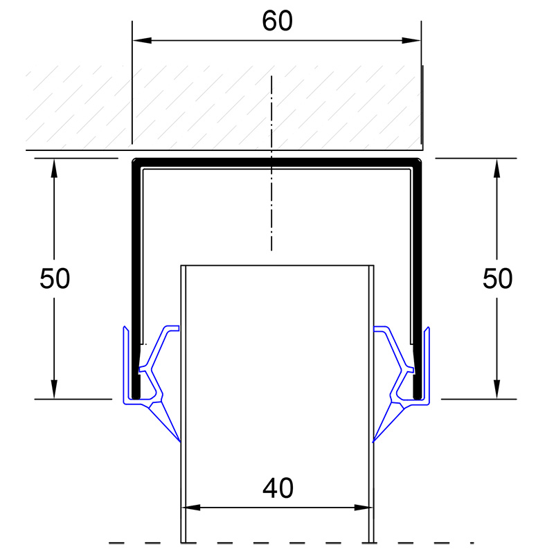 Rahmenprofil Laibung 50-60-50 incl. Klemmleisten