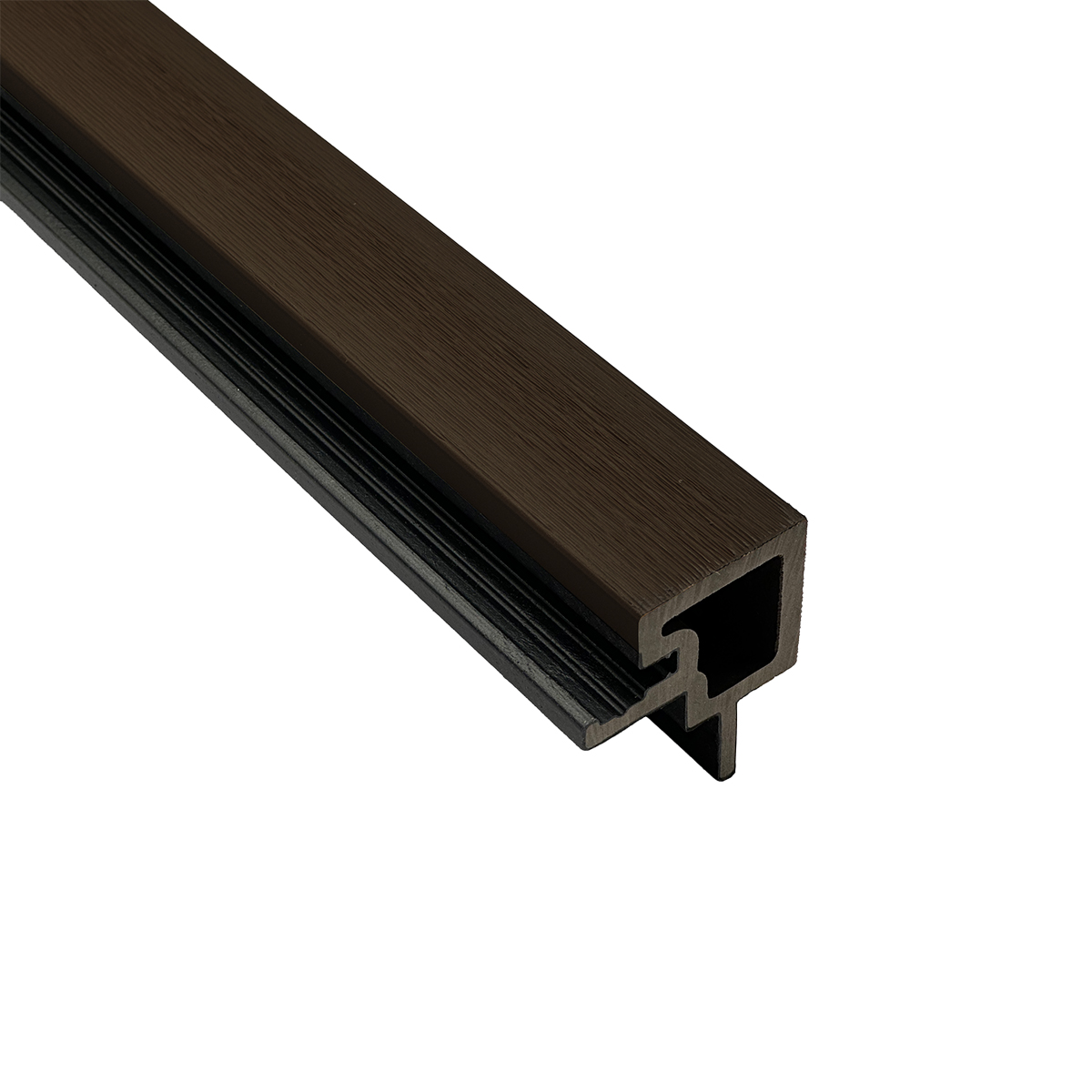 Außenecke für Akustikpaneele Outdoor aus WPC | Holzdekor in Dunkelbraun | 2350 x 57 x 57 mm