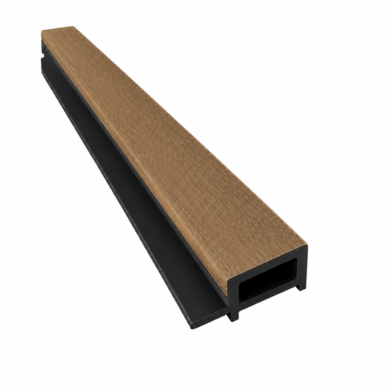 Endleiste für Akustikpaneele Outdoor aus WPC | Holzdekor in Hellbraun | 2350 x 57 x 26 mm
