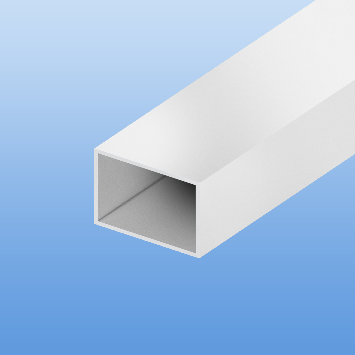 Vierkantrohr aus Aluminium | Weiß RAL 9016 | 110 x 60 x 3 mm