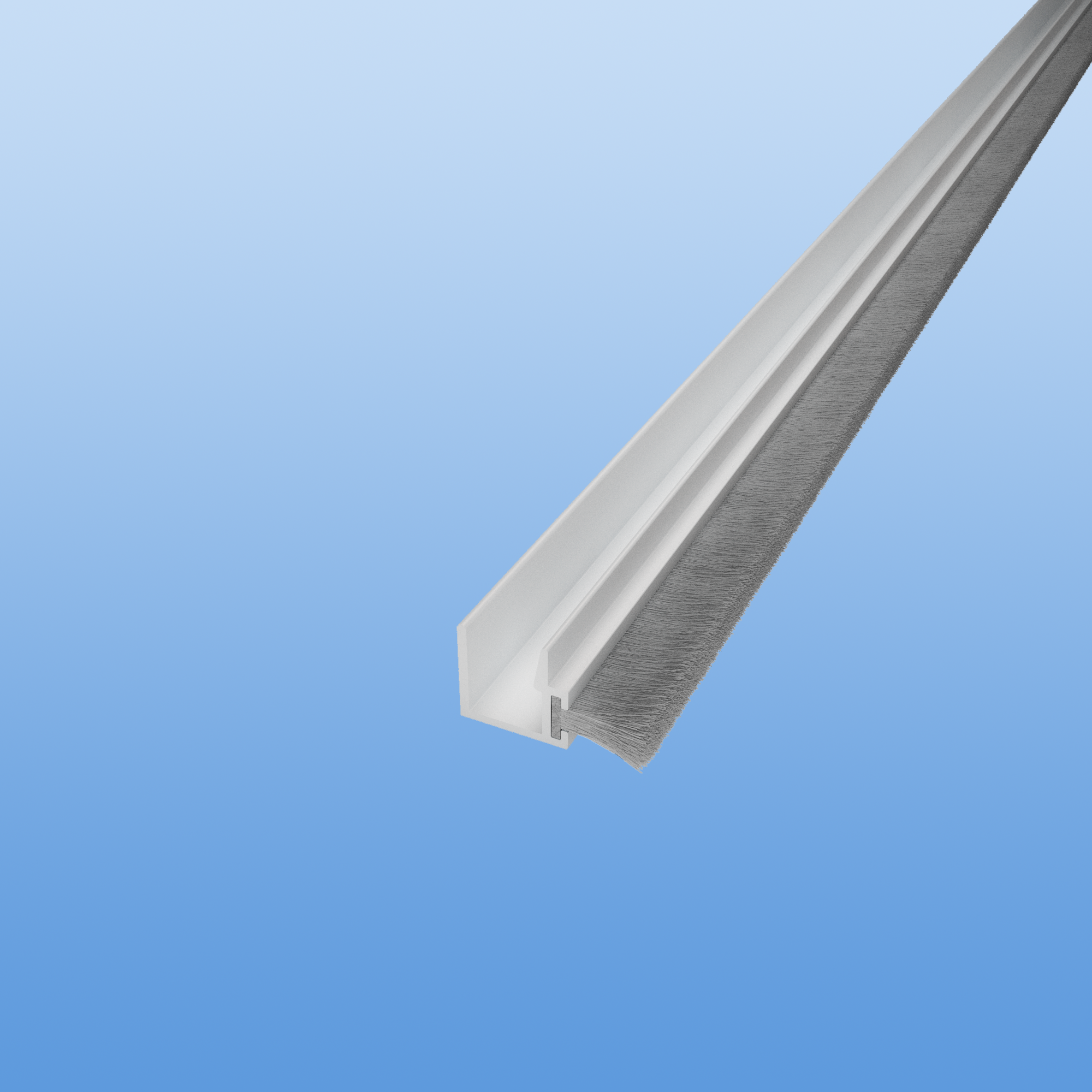 Zugluftstopper in Weiß für 8mm ESG Scheiben mit 10mm Bürstendichtung