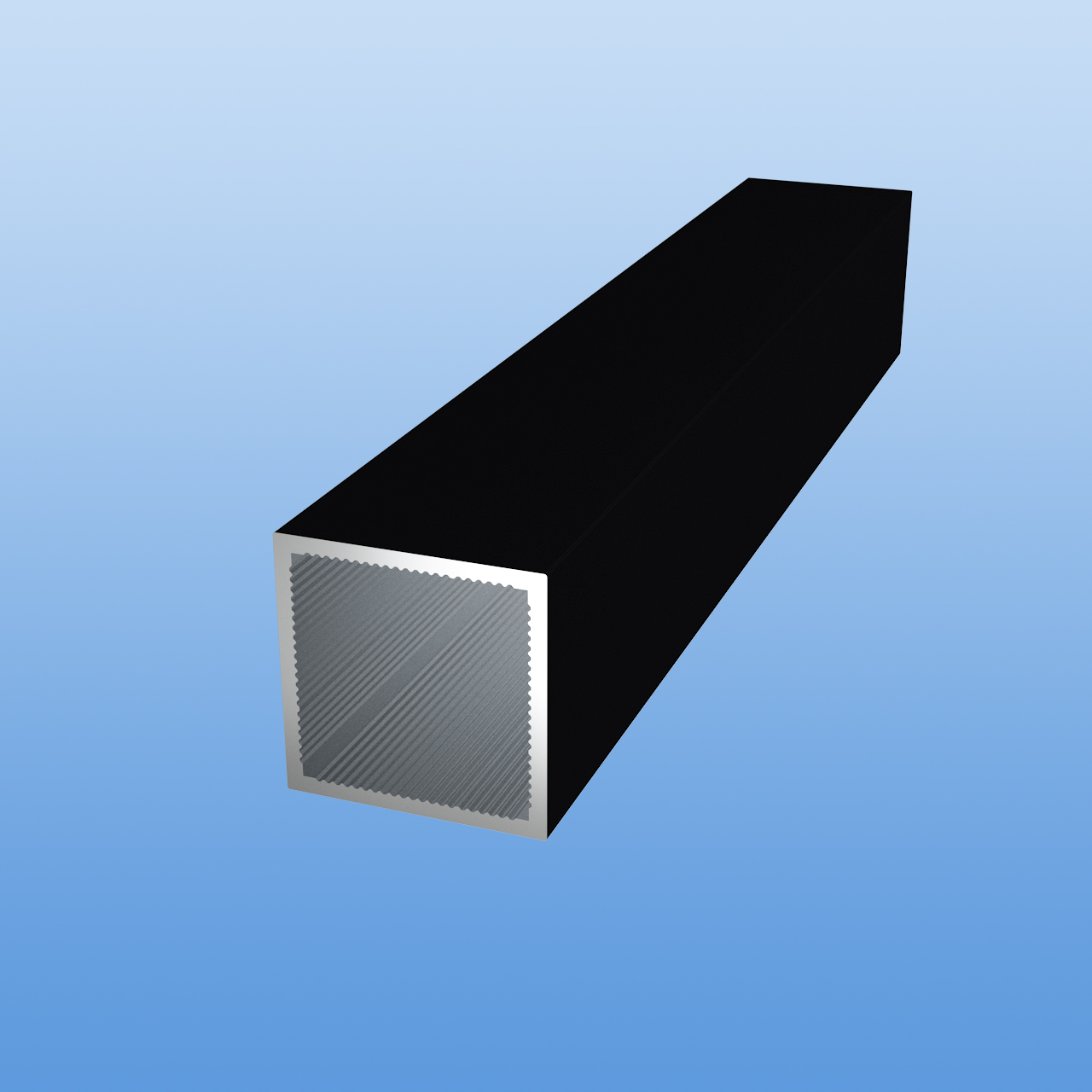 Vierkantrohr für Steckverbinder | Schwarz - RAL 9005 | 20 x 20 x 1,5 mm