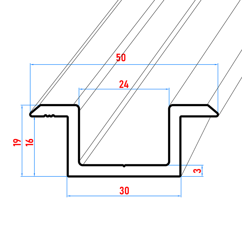 Zu- Profil für Balkonbretter aus Aluminium in weiß